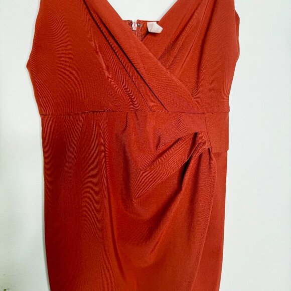 Blue Blush | Asymmetrical Burnt Orange Spaghetti Strap Cocktail Dress - S - Picture 3 of 6